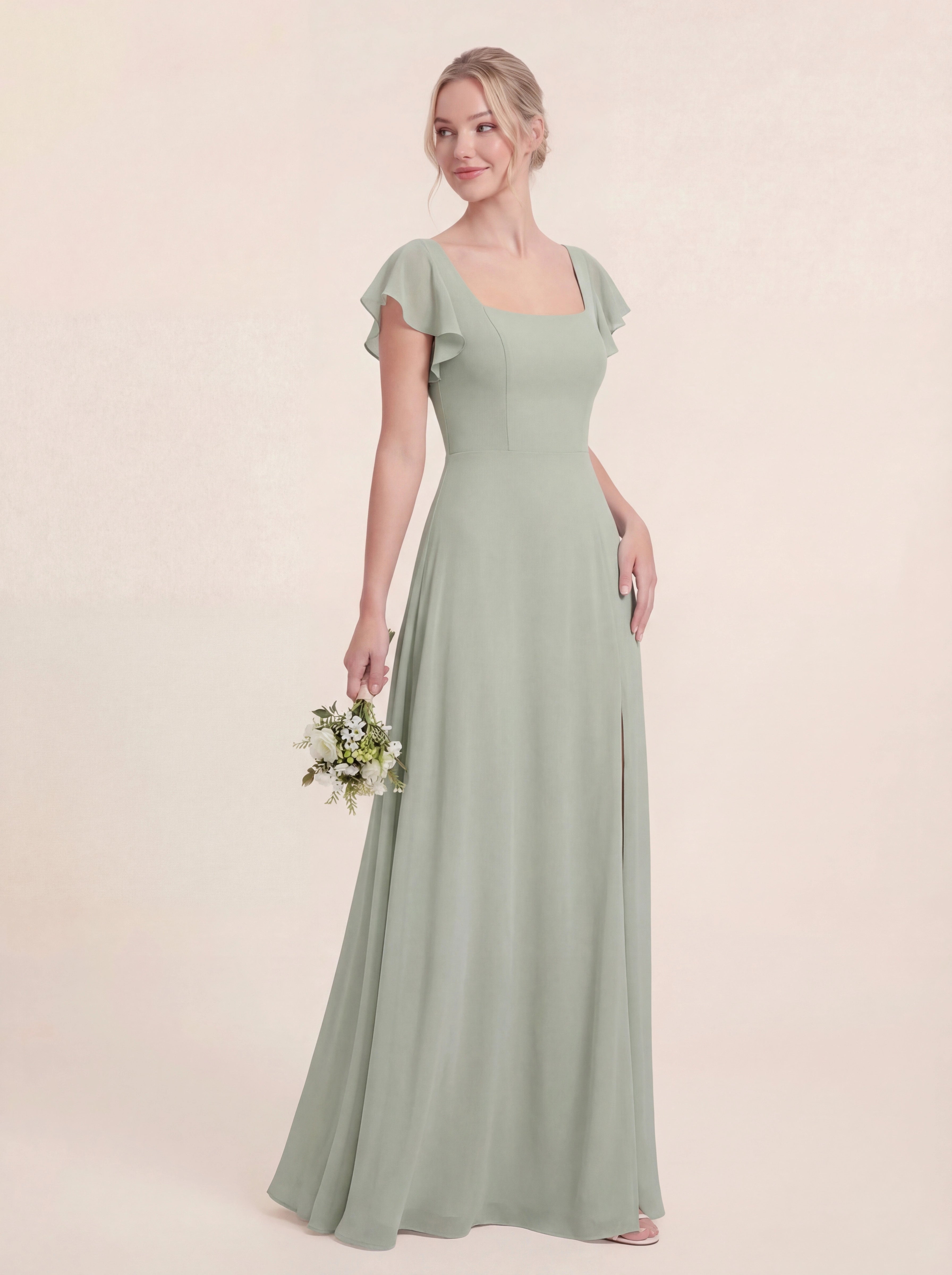 Delicate Halter Tie-back A-Line Ruffled Chiffon Dress