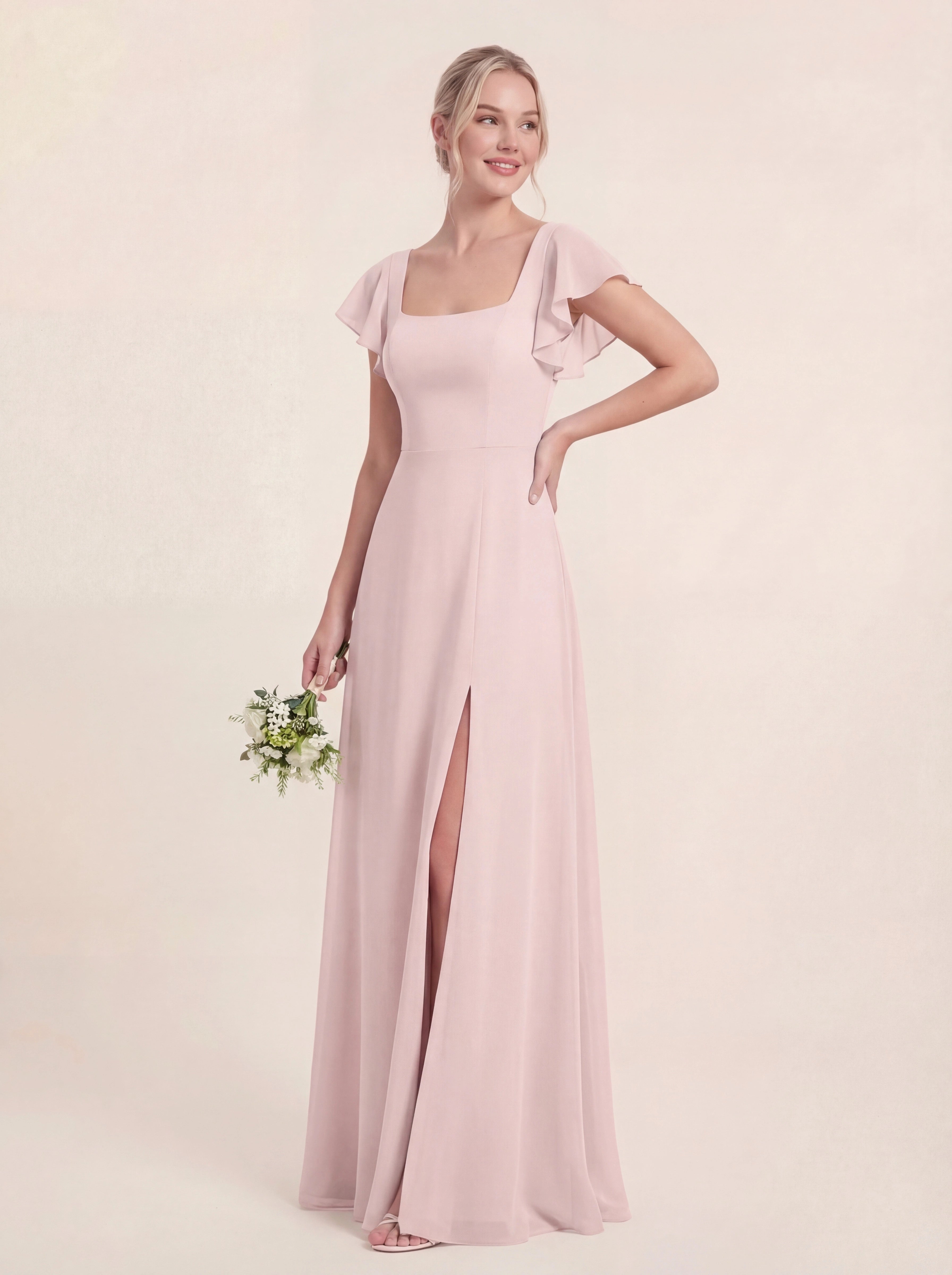 Delicate Halter Tie-back A-Line Ruffled Chiffon Dress