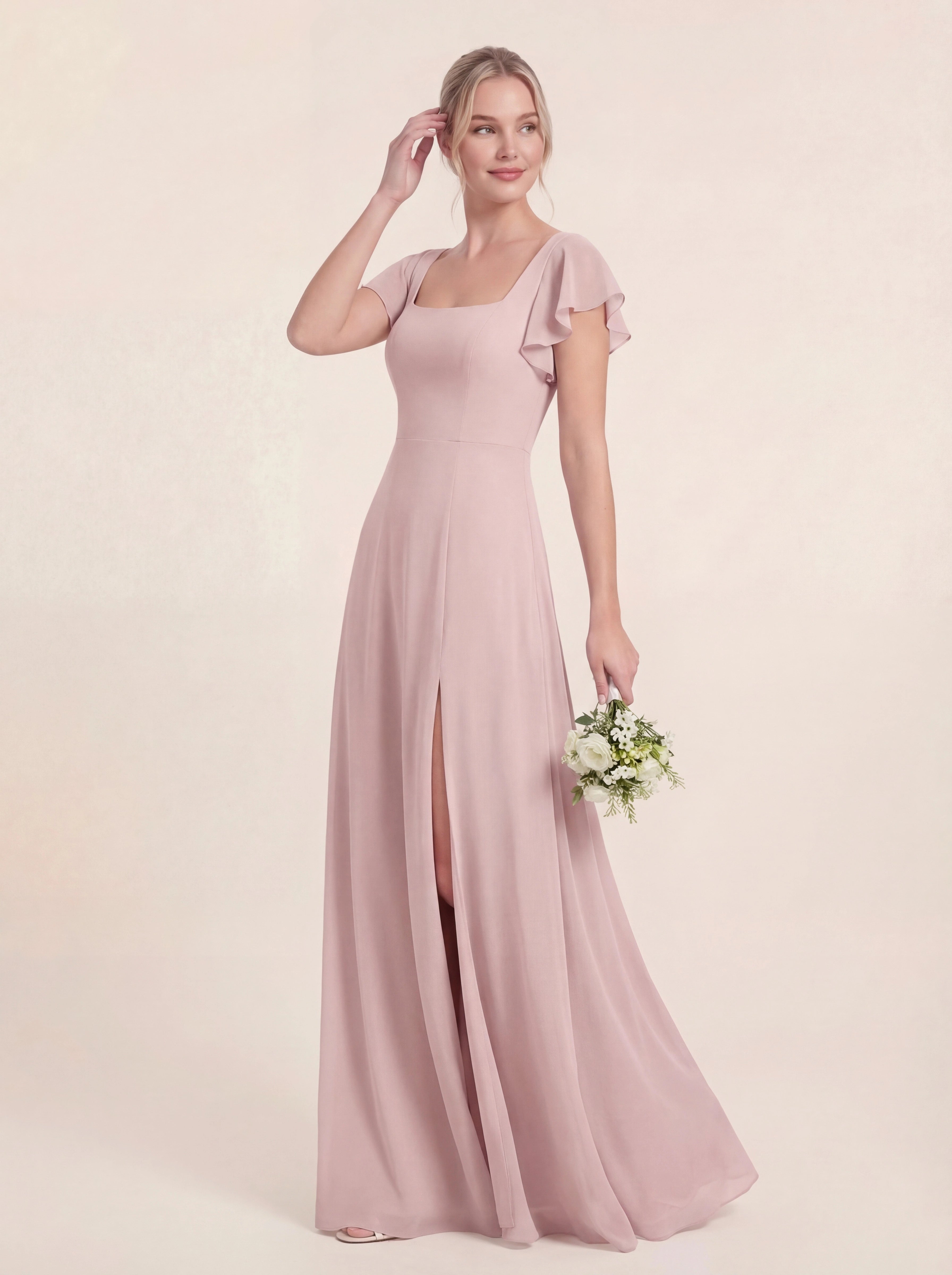 Delicate Halter Tie-back A-Line Ruffled Chiffon Dress
