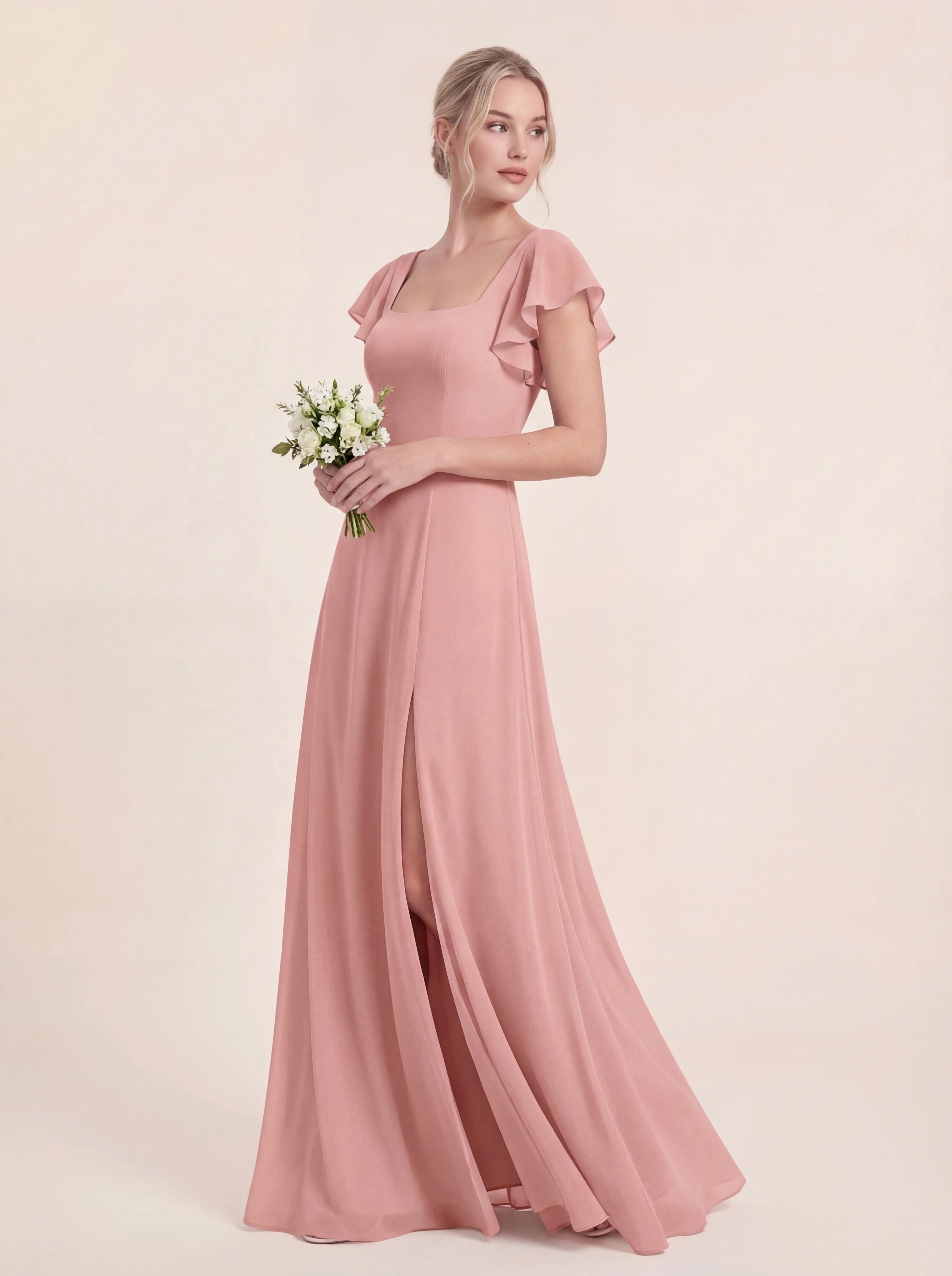 Delicate Halter Tie-back A-Line Ruffled Chiffon Dress