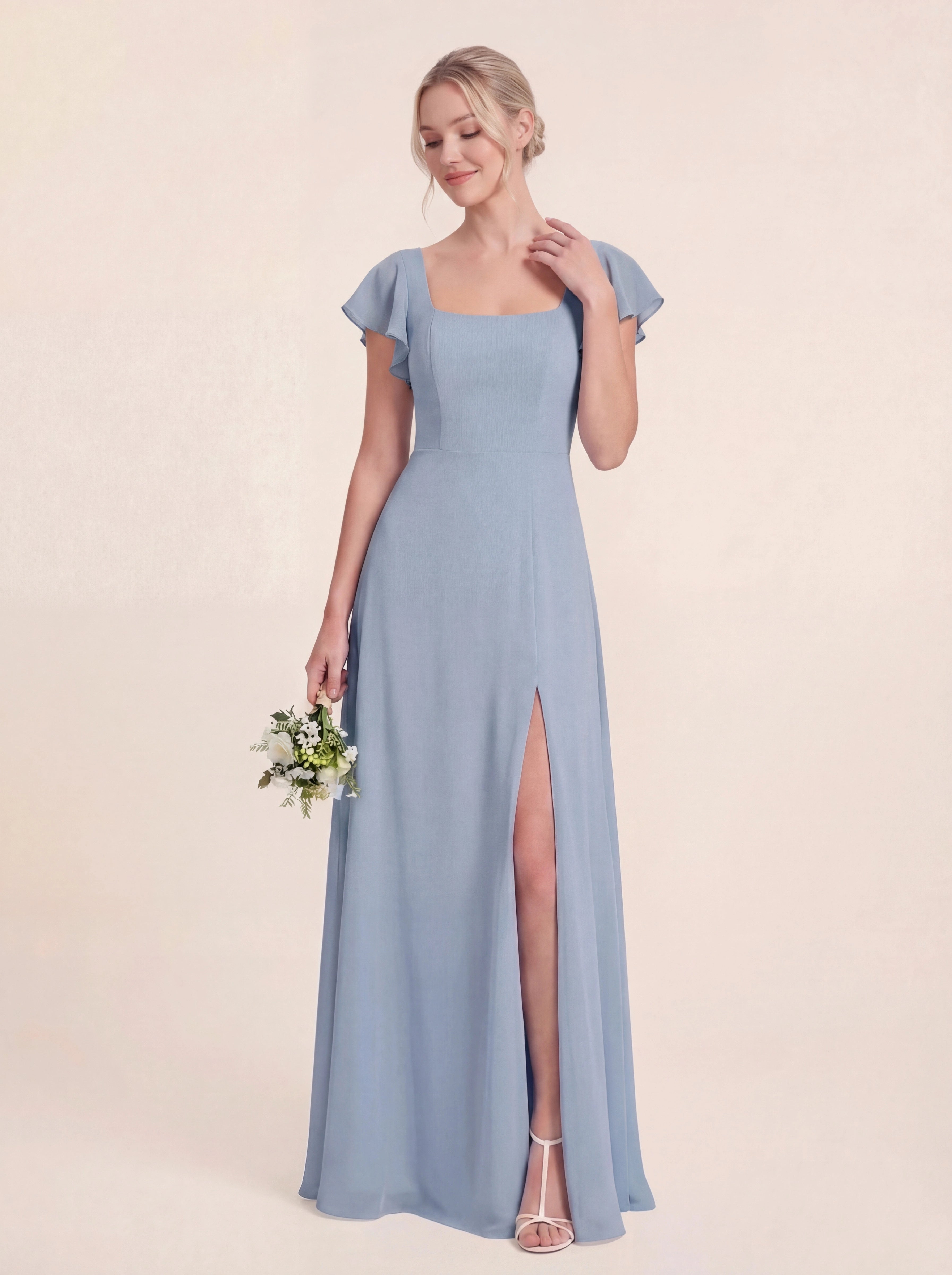 Delicate Halter Tie-back A-Line Ruffled Chiffon Dress