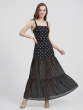 Polka Sheer Bottom Maxi Dress