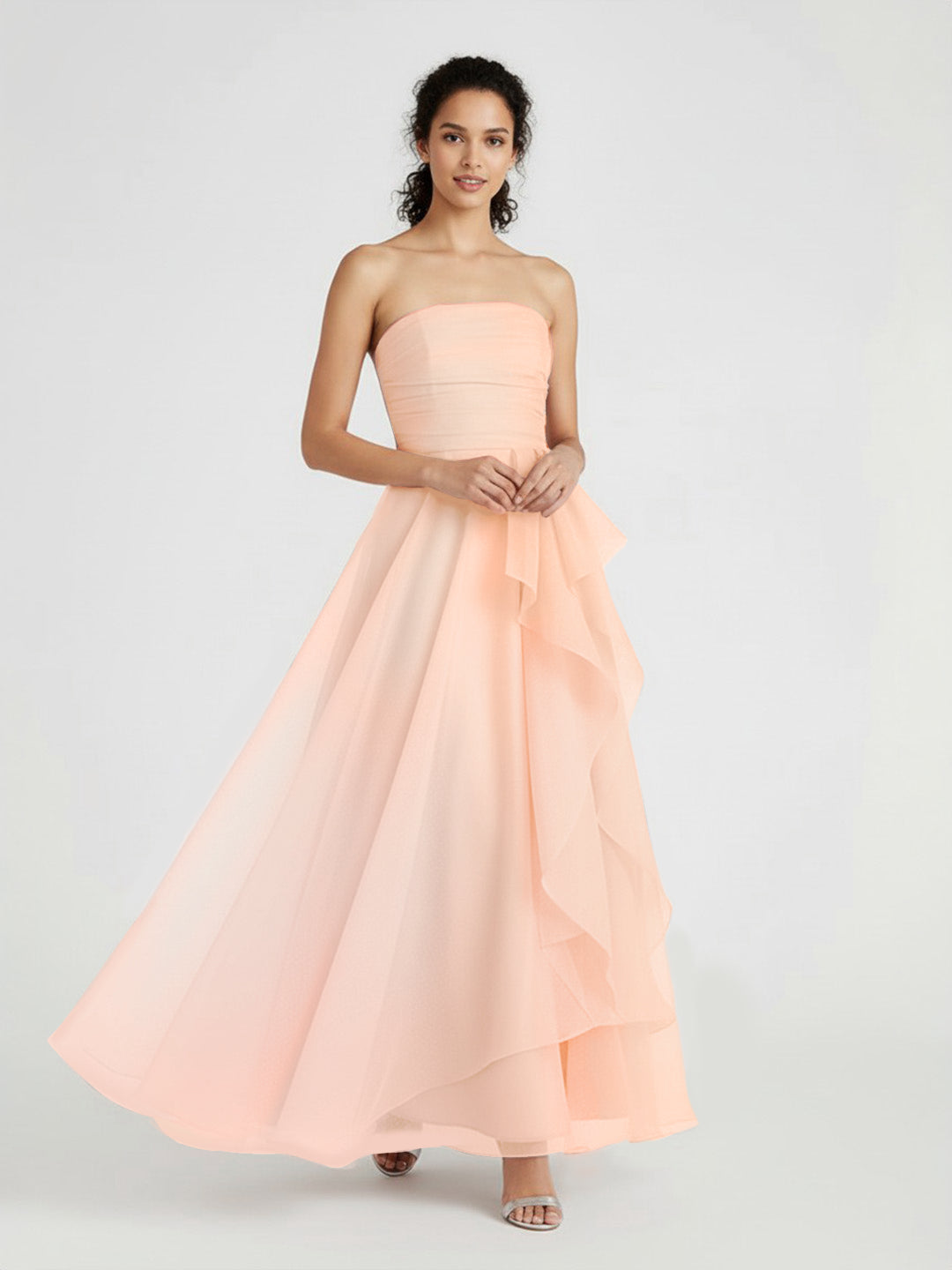 Elegant Strapless Organza Evening Gown