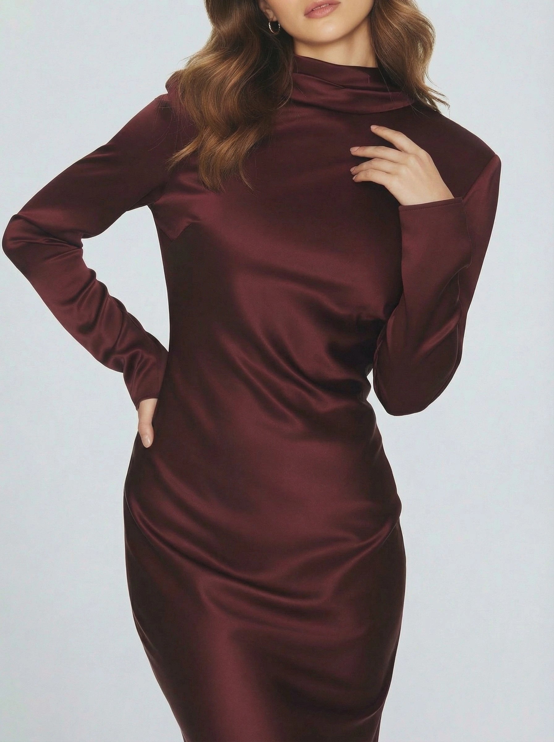 Backless High-Neck Satin Maxi Dress