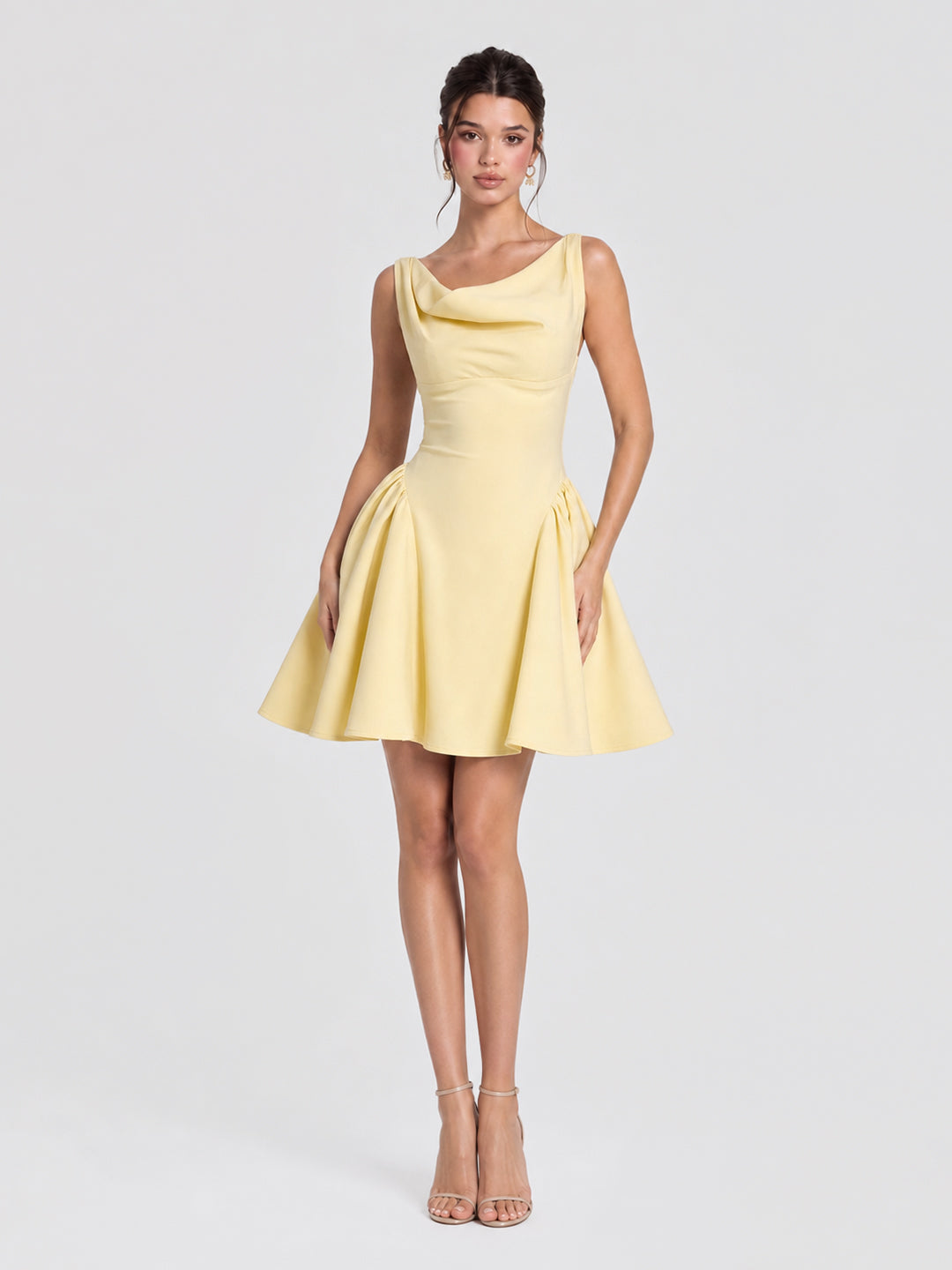 Butter Cowl Neck Bow Back Skater Mini Dress