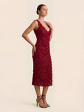Valentine's Day Exclusive - Rosette Sleeveless Midi Dress