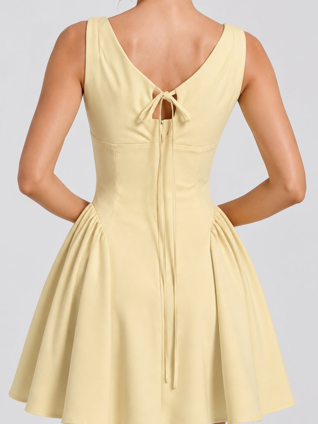 Butter Cowl Neck Bow Back Skater Mini Dress