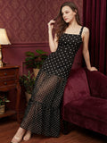 Polka Sheer Bottom Maxi Dress