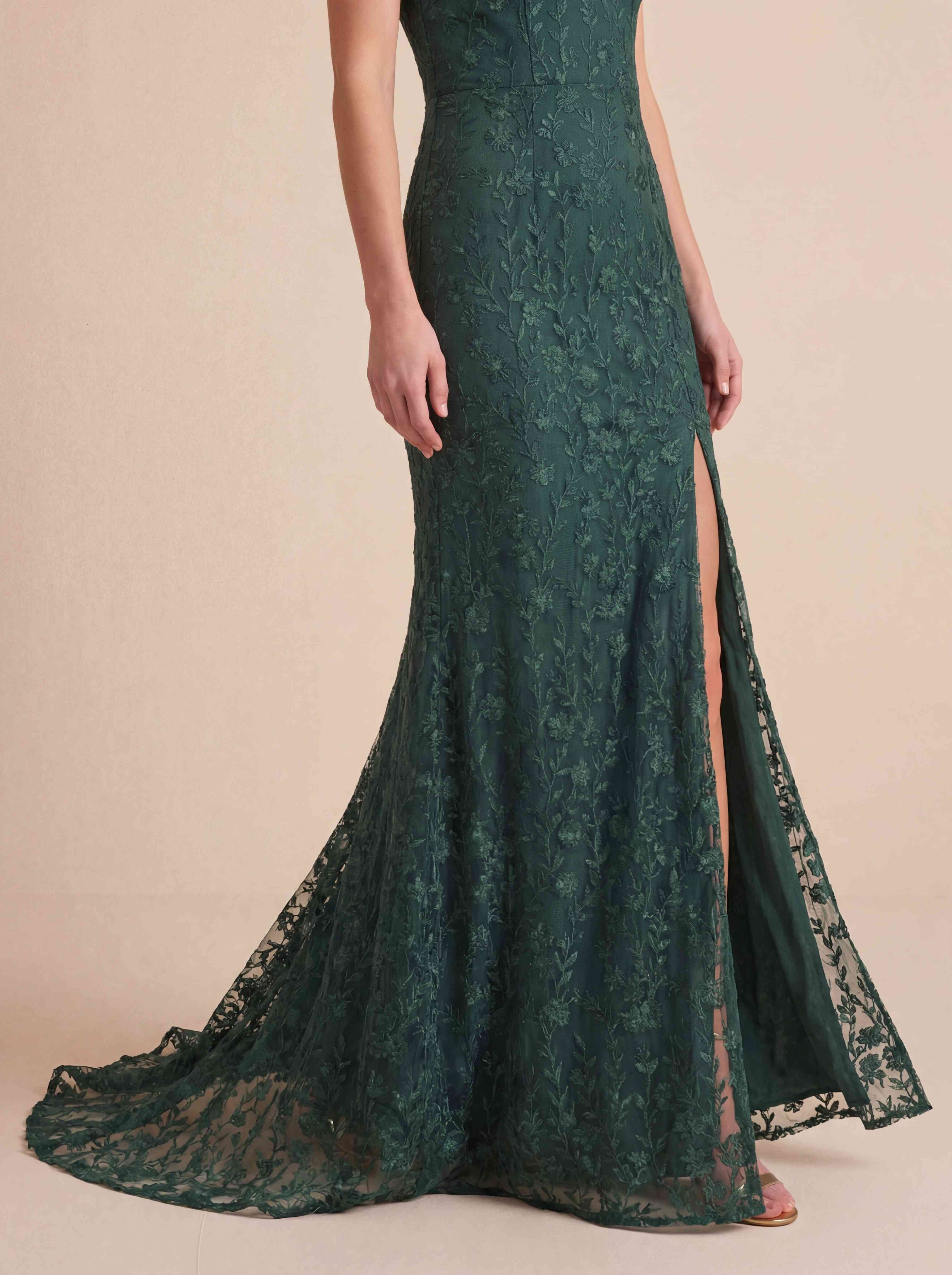 Floral Embroidered Strapless Maxi Dress