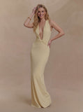 Deep V halter neck maxi dress
