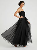 Elegant Strapless Organza Evening Gown