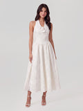 Embossed Jacquard Halter Midi Dress