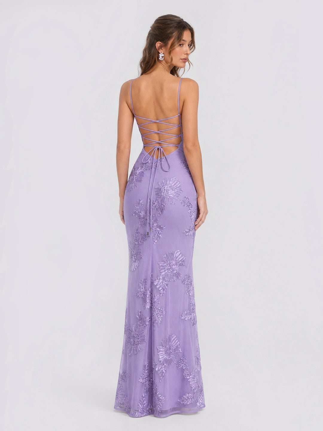 3D Floral-Embellished Corset Gown