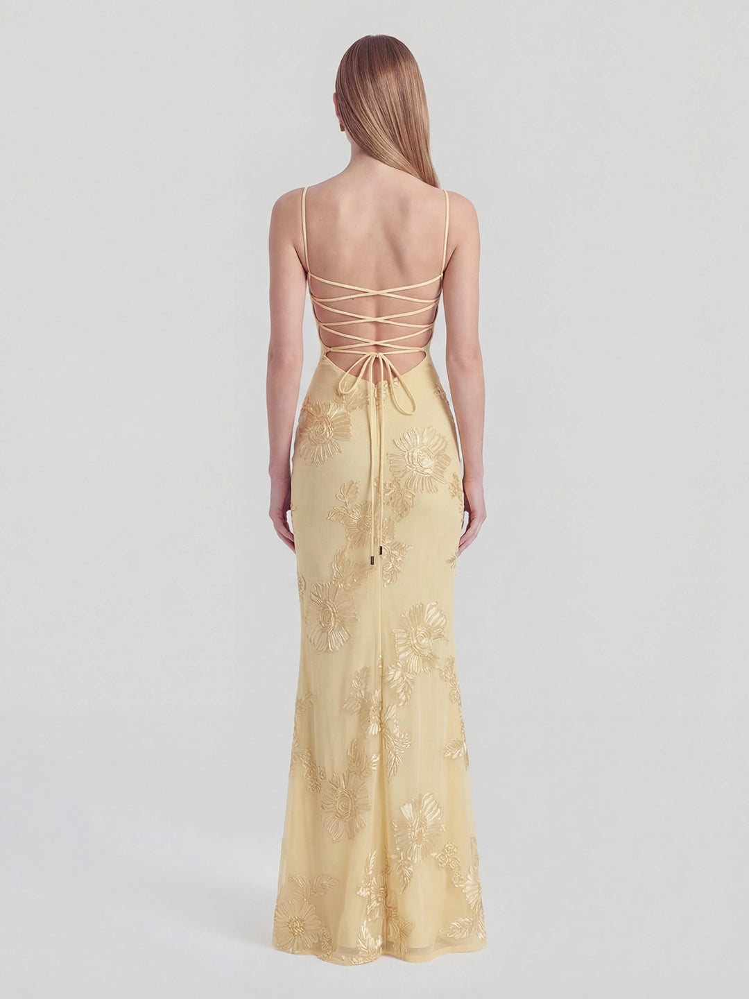 3D Floral-Embellished Corset Gown