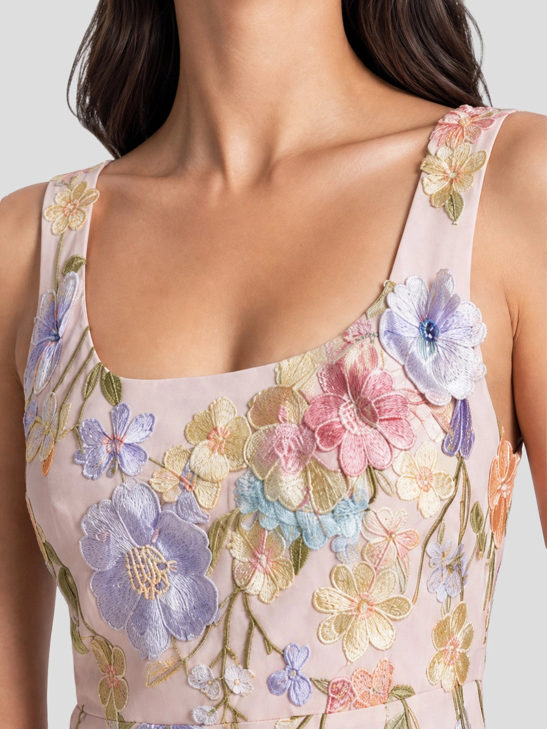 3D Floral Applique Tulle Mini Dress