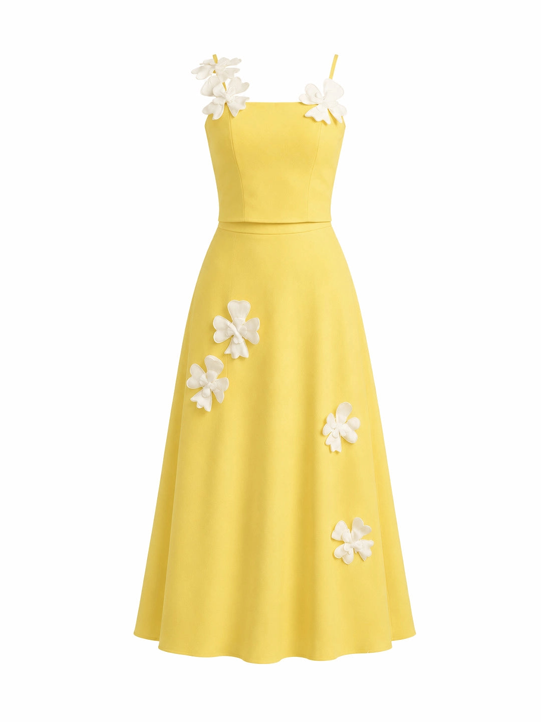 3D Floral Cami Top & Midi Skirt Set