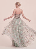 3D Floral Appliqués Strapless Evening Gown