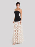 3D Polka Dot Embellished Hem Maxi Dress