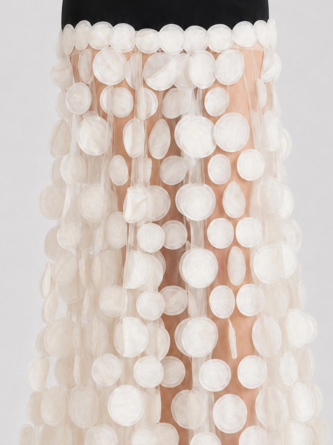 3D Polka Dot Embellished Hem Maxi Dress