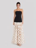 3D Polka Dot Embellished Hem Maxi Dress