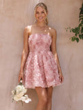 3D Rose Appliqué Strapless Mini Dress