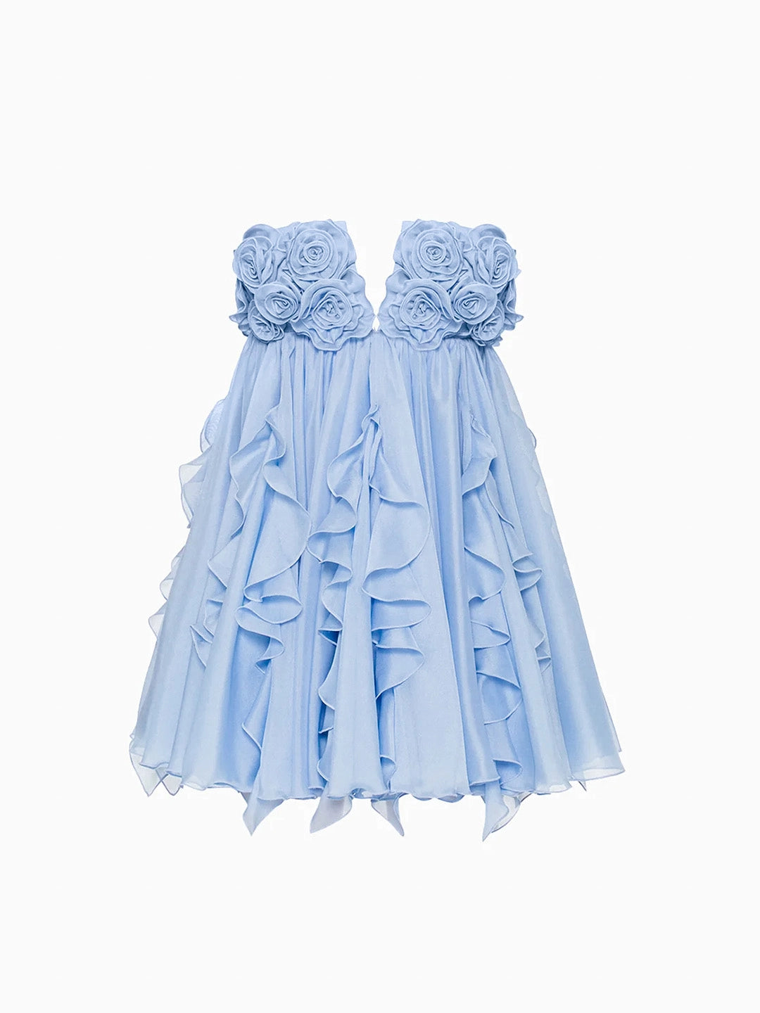 3D Rosette Halterneck Open Back Mini Dress