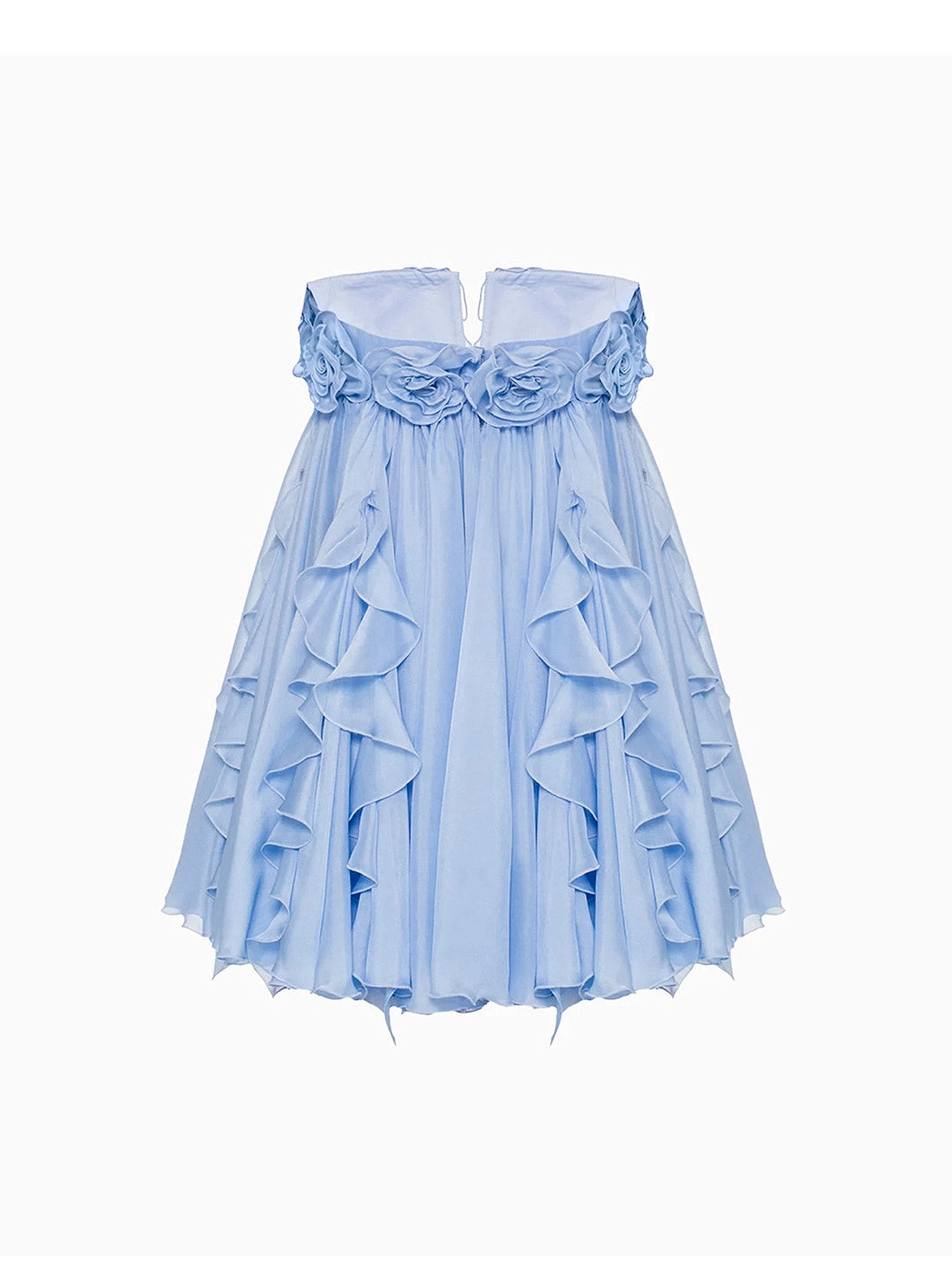 3D Rosette Halterneck Open Back Mini Dress