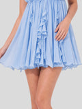 3D Rosette Halterneck Open Back Mini Dress