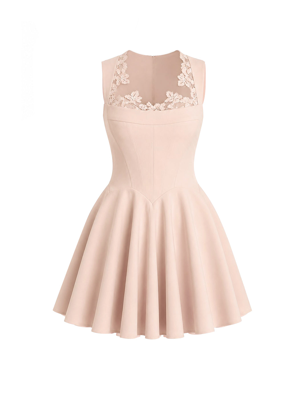 Lace Trim Corset Fit-and-Flare Mini Dress