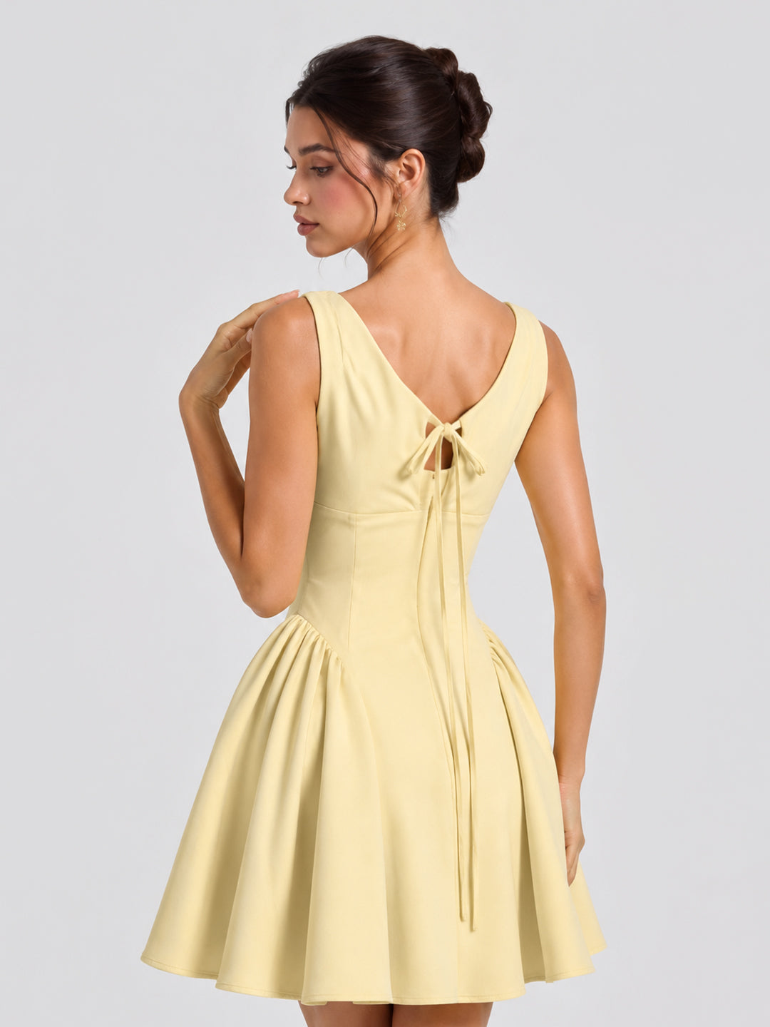 Butter Cowl Neck Bow Back Skater Mini Dress