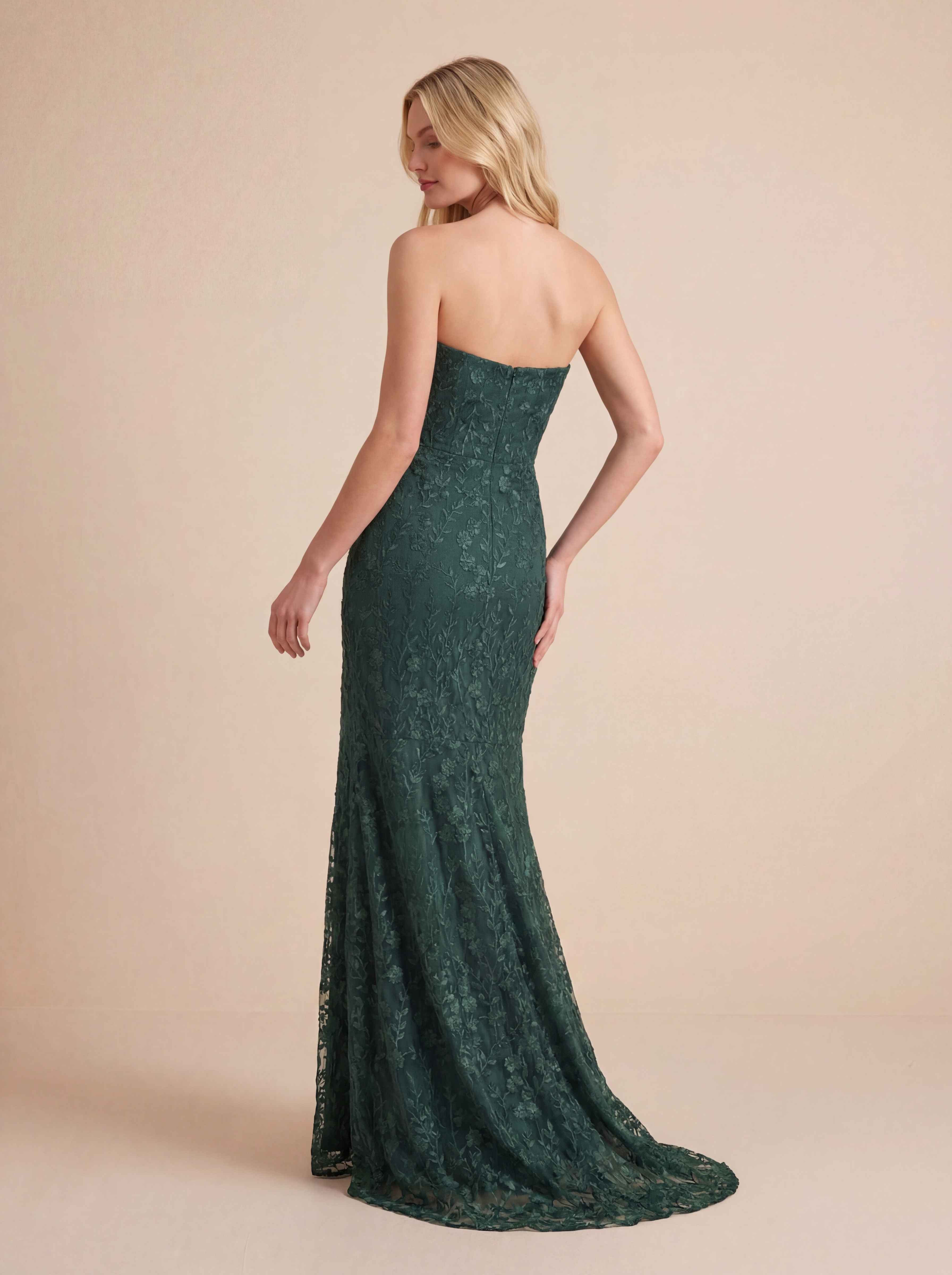 Floral Embroidered Strapless Maxi Dress
