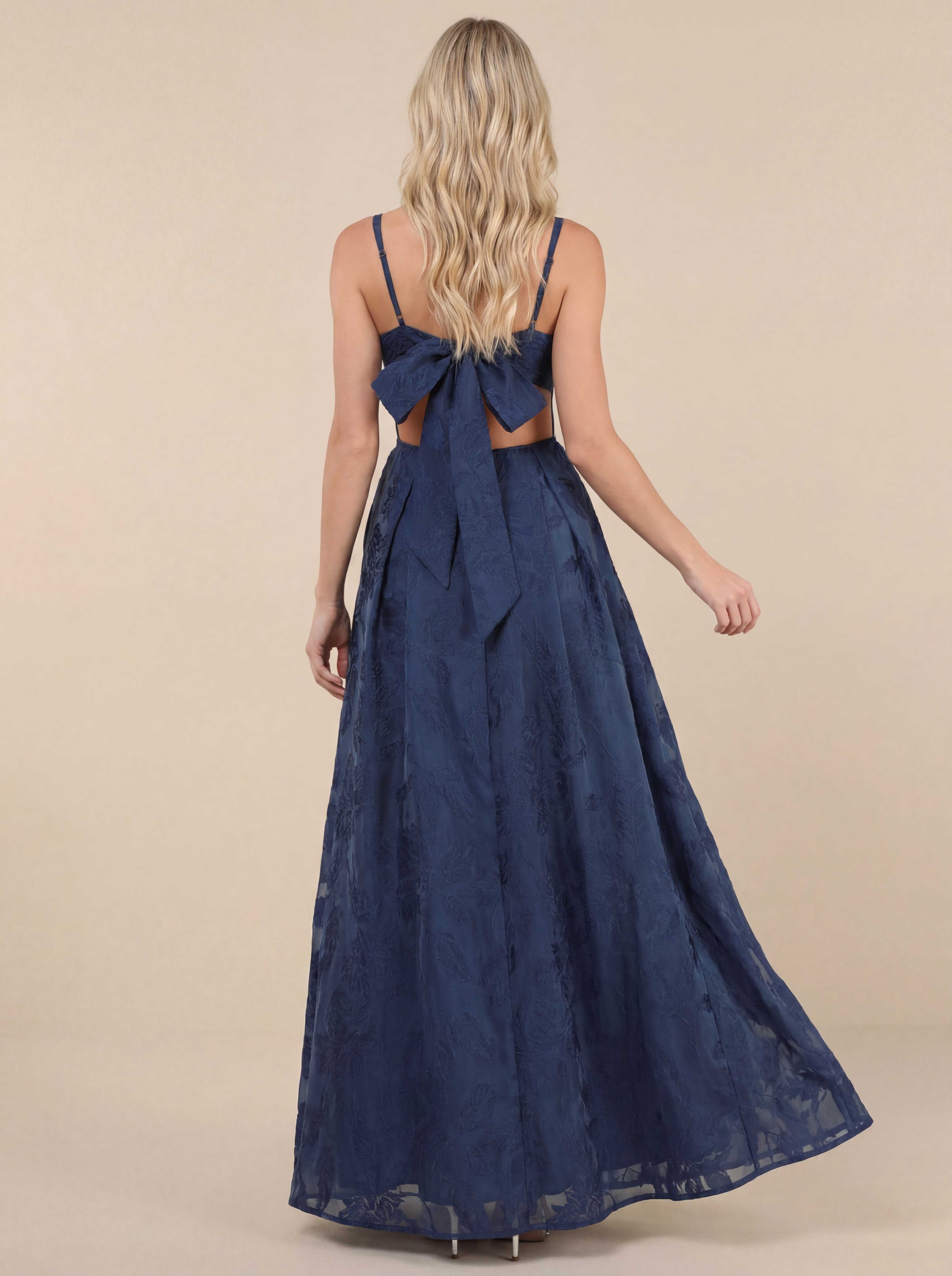 Jacquard Tie-Back Maxi Dress with Pockets