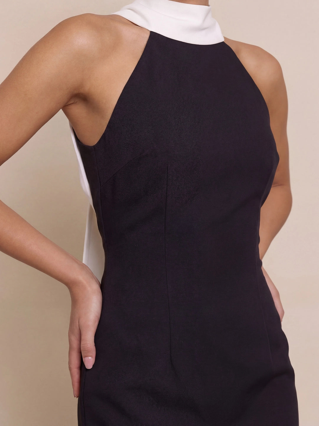 Elegant Black Halter Neck Backless Mini Dress