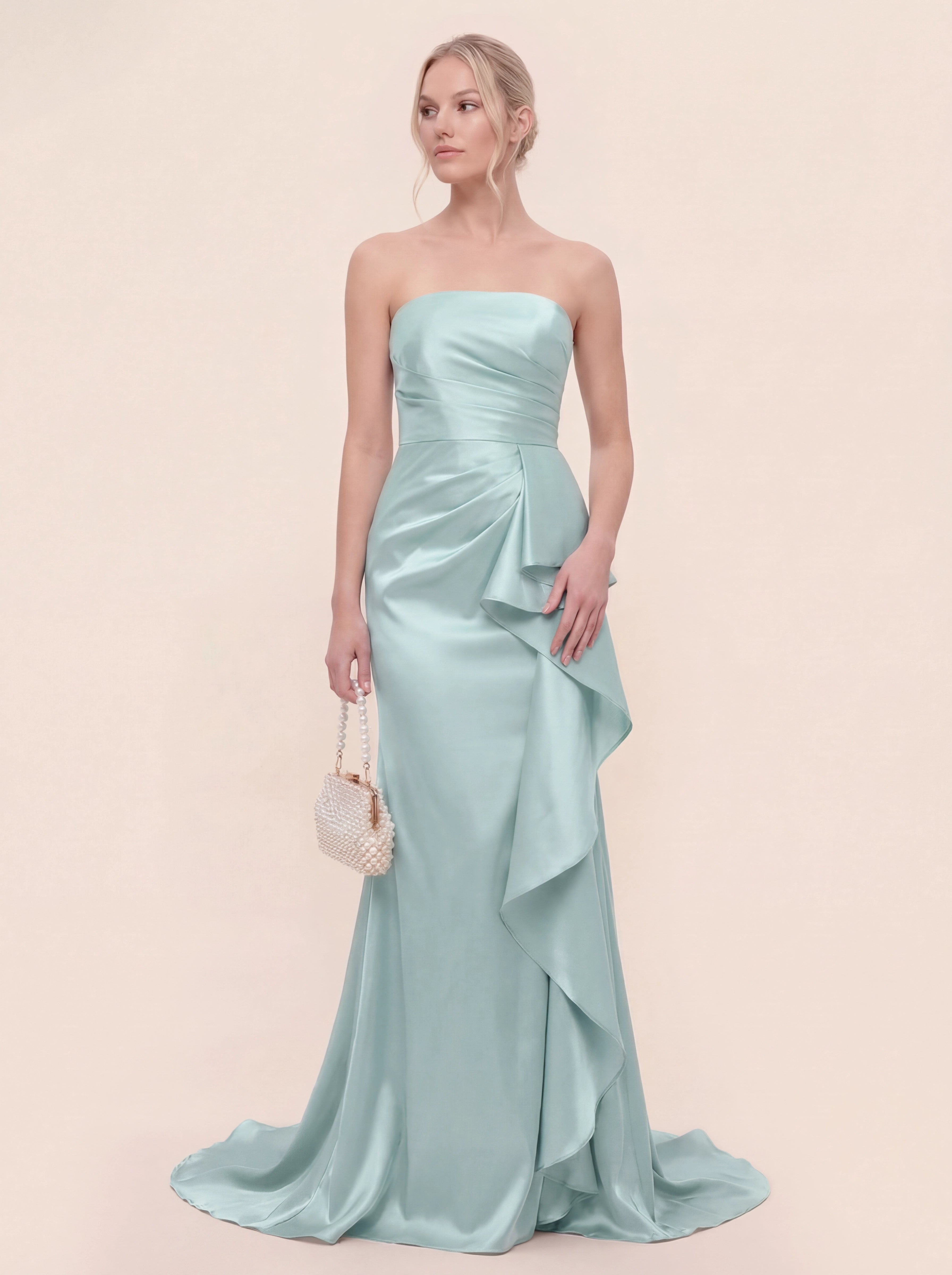 Cascading Asymmetric Ruffles Mermaid Gown