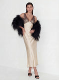 Elegant Lace-Paneled Satin Midi Dress