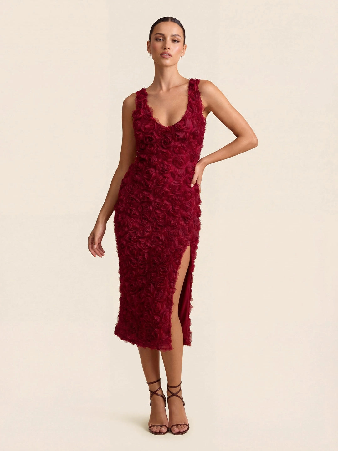 Valentine's Day Exclusive - Rosette Sleeveless Midi Dress