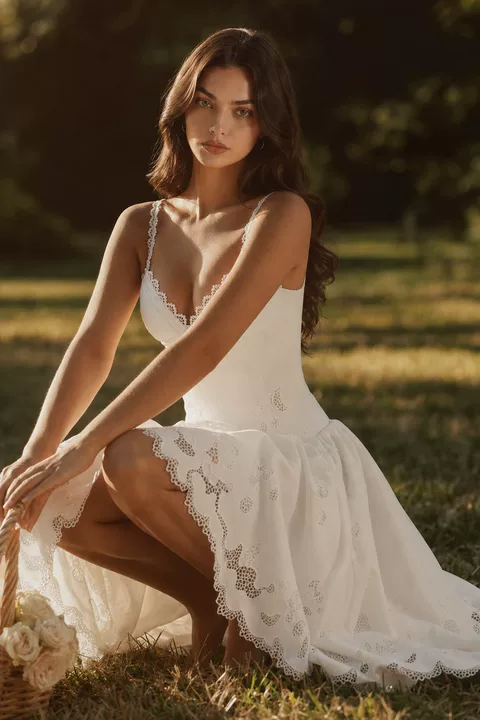 Lace & Cotton Broderie Anglais Midi Sundress