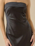 Sleek Strapless Bodycon Satin Maxi Dress