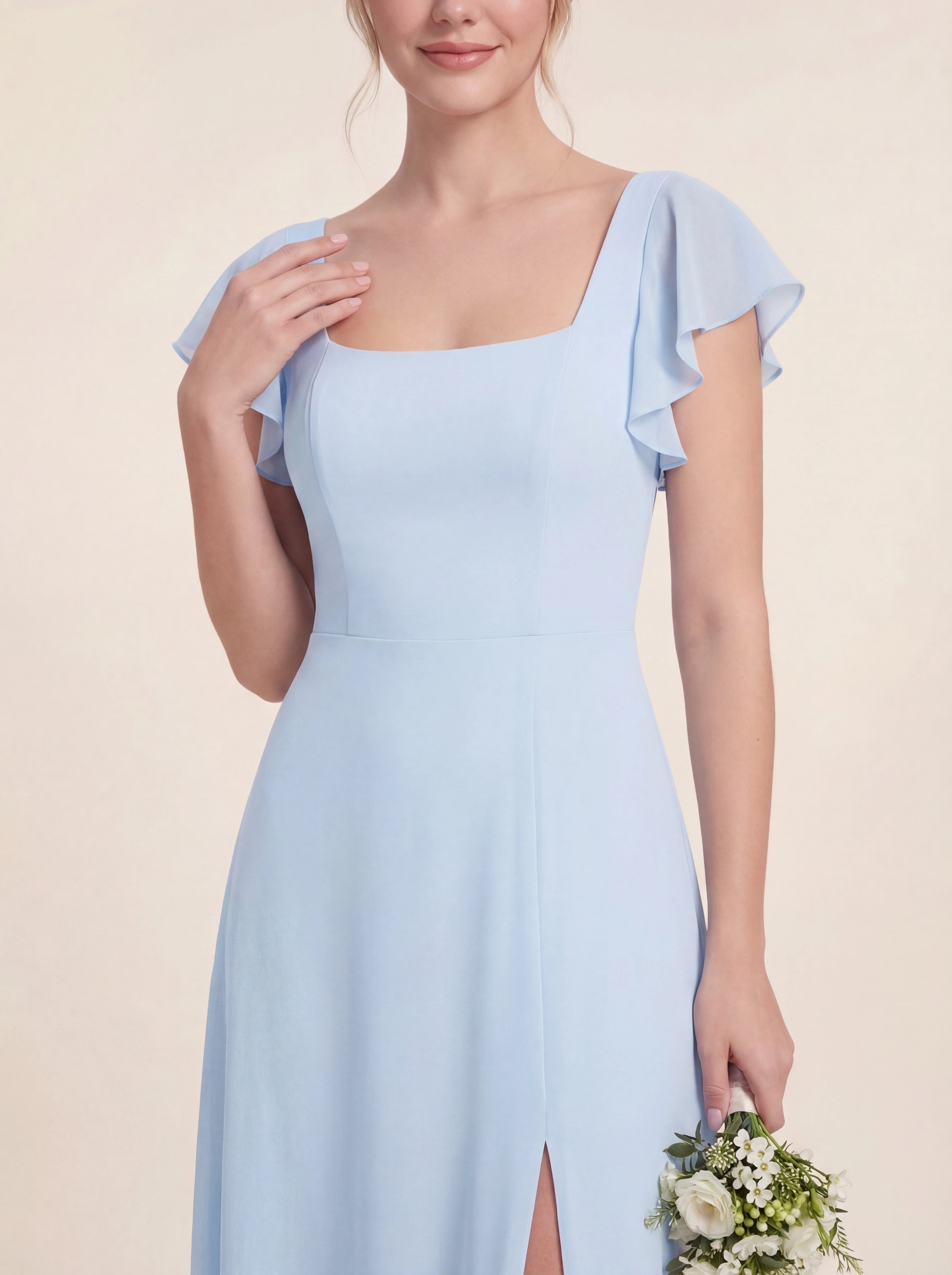 Delicate Halter Tie-back A-Line Ruffled Chiffon Dress