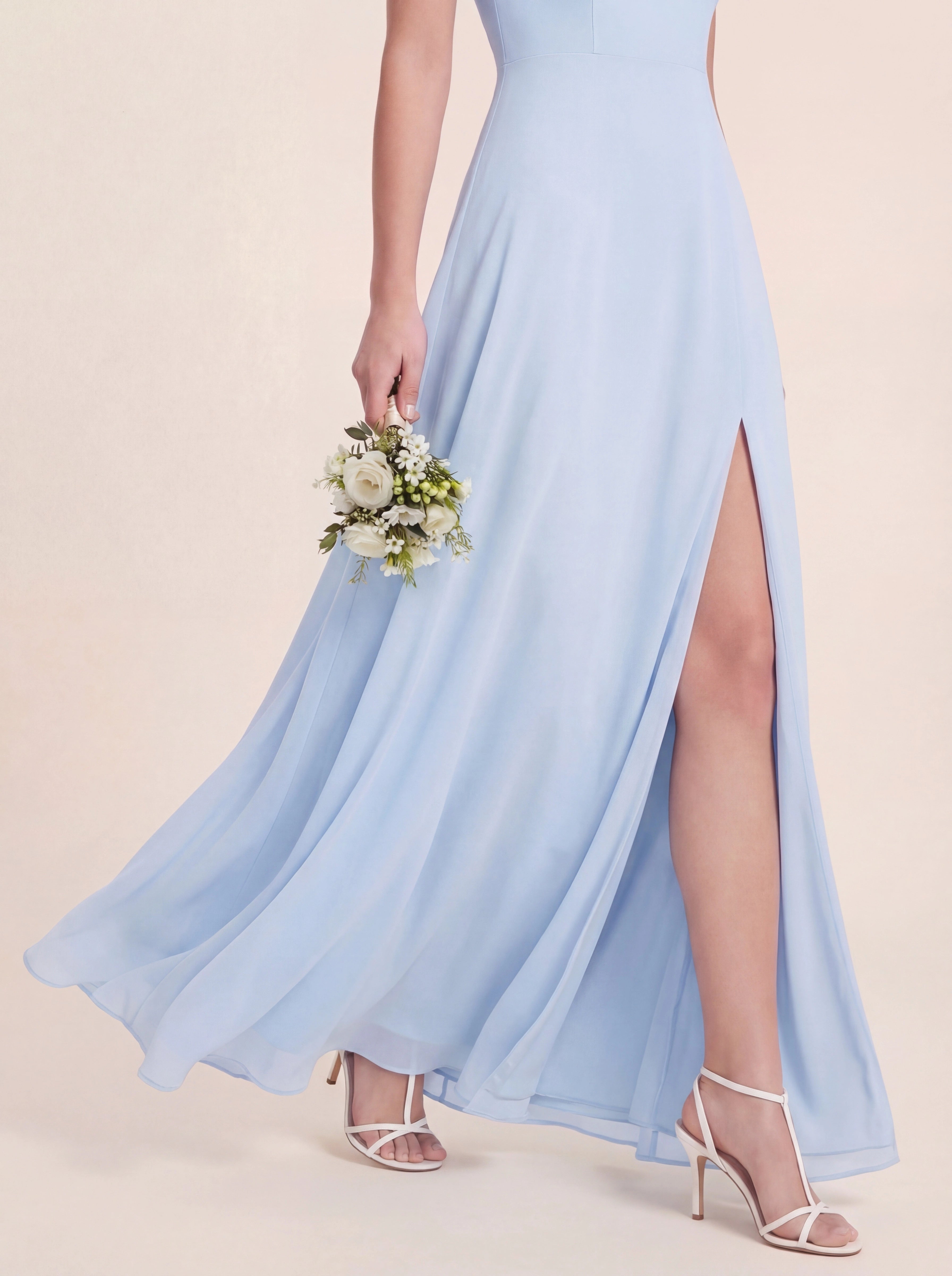 Delicate Halter Tie-back A-Line Ruffled Chiffon Dress