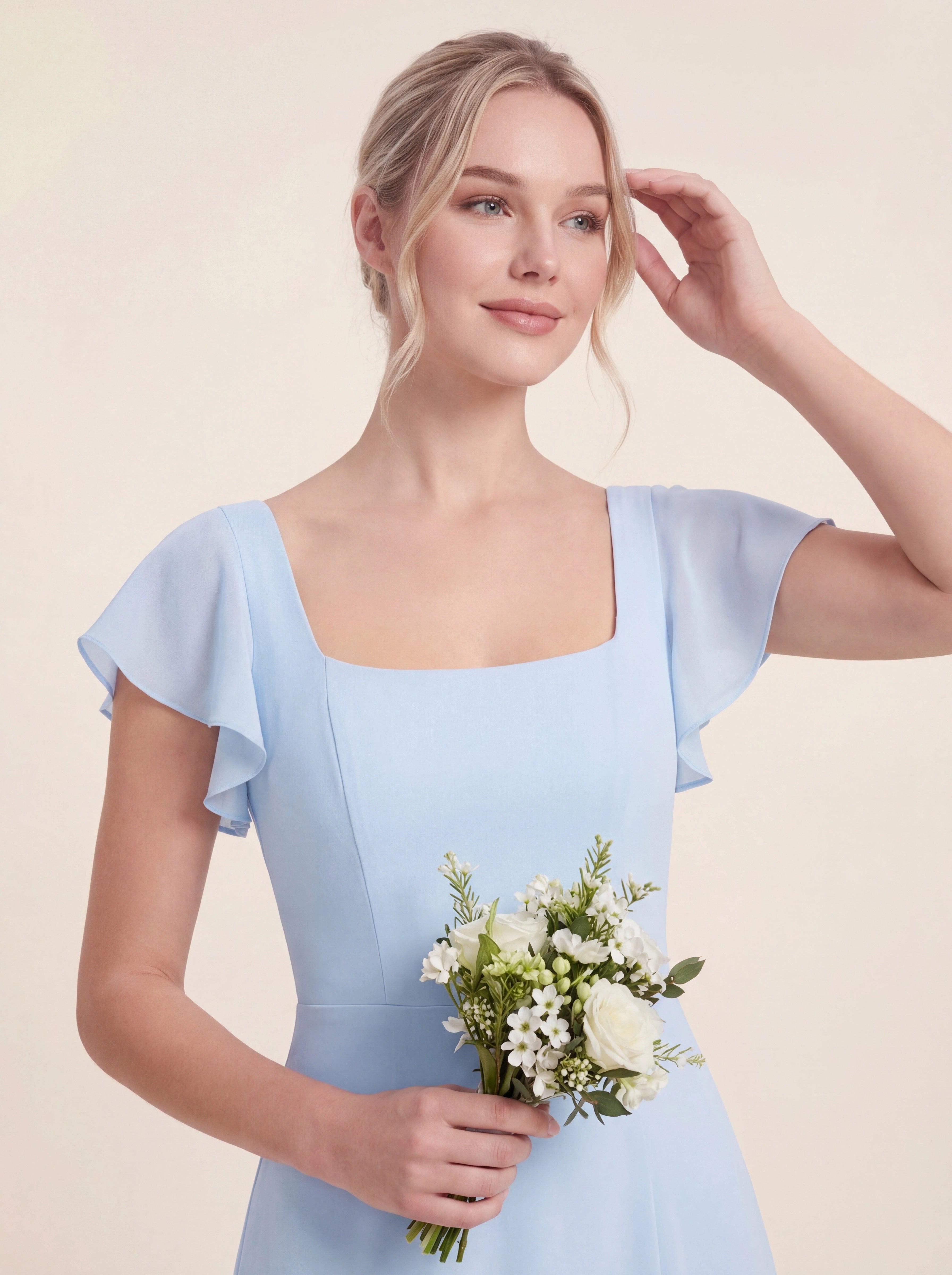 Delicate Halter Tie-back A-Line Ruffled Chiffon Dress