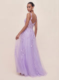 Leaf Strap Lace Embroidered A-Line Prom Gown