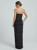 Mesh And Satin Maxi Dress