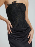 Mesh And Satin Maxi Dress