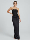 Mesh And Satin Maxi Dress