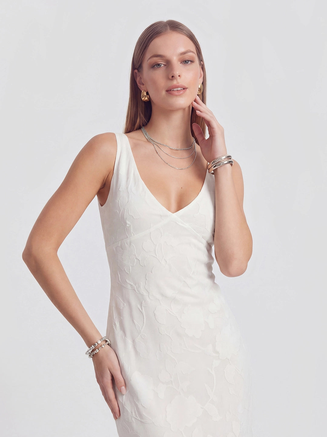 Backless Jacquard Maxi Dress