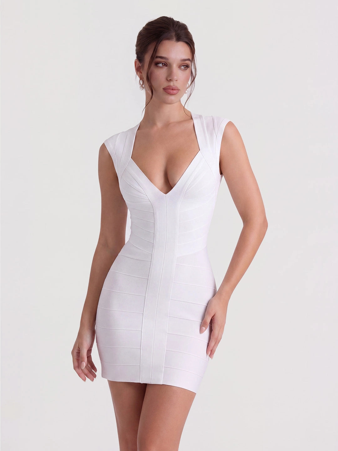 Glossy Sculpting Bandage Mini Dress