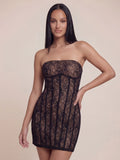 Valentine's Day Exclusive - Bandeau Corset-Style Floral Lace Bodycon Mini Dress
