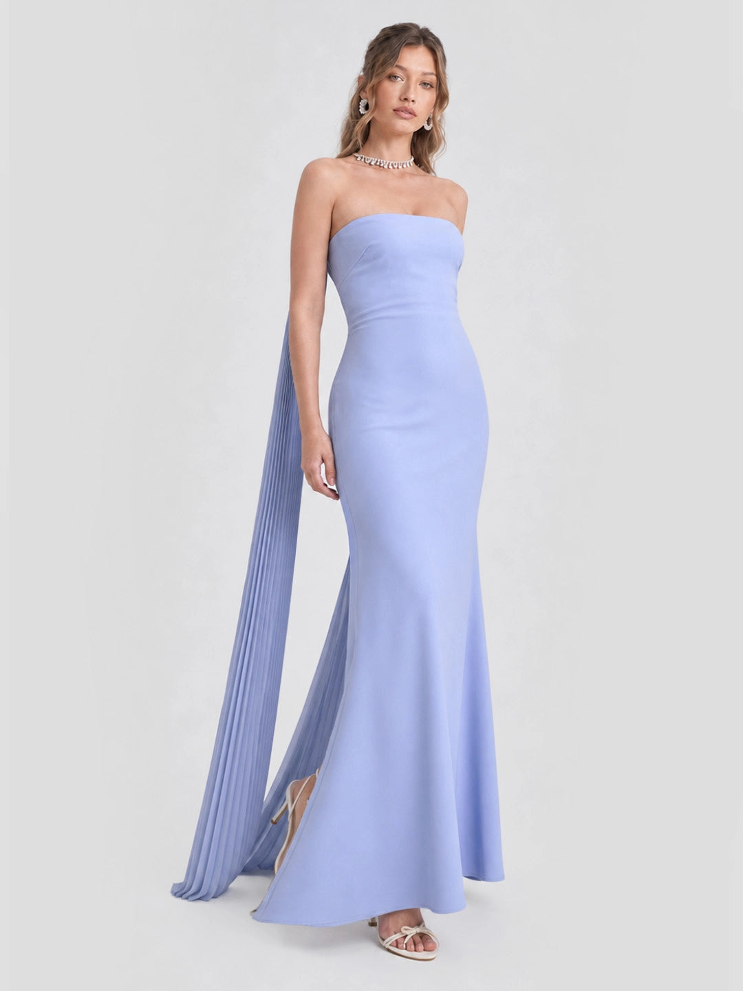 Bandeau Maxi Dress With Embellished Scarf