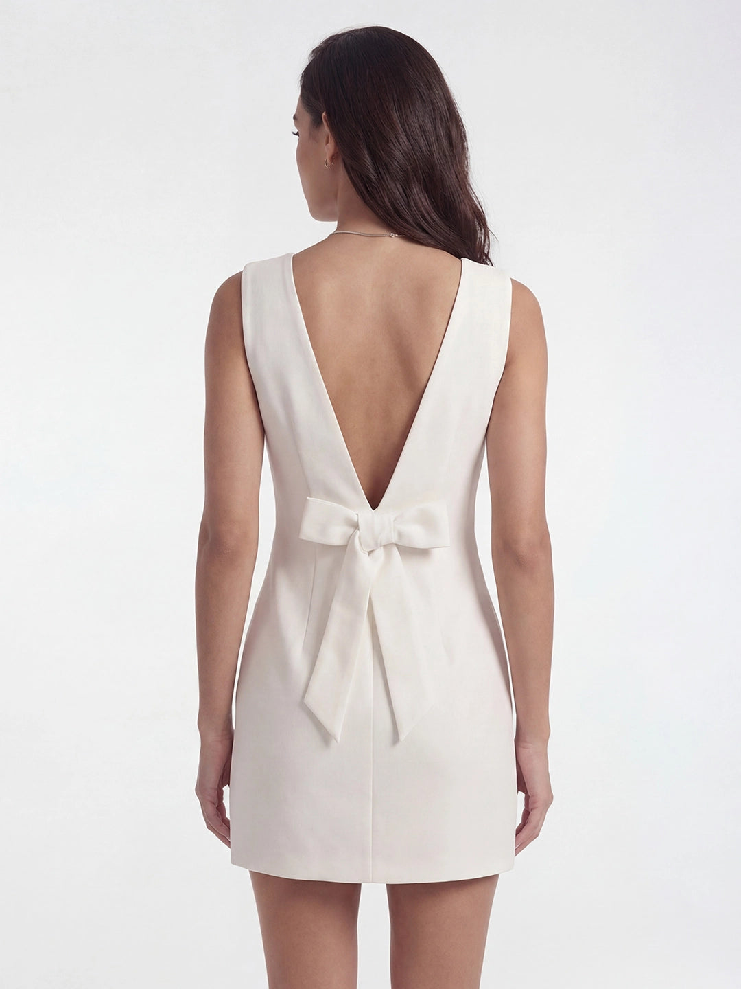 Boatneck Bow Back A-line Mini Dress